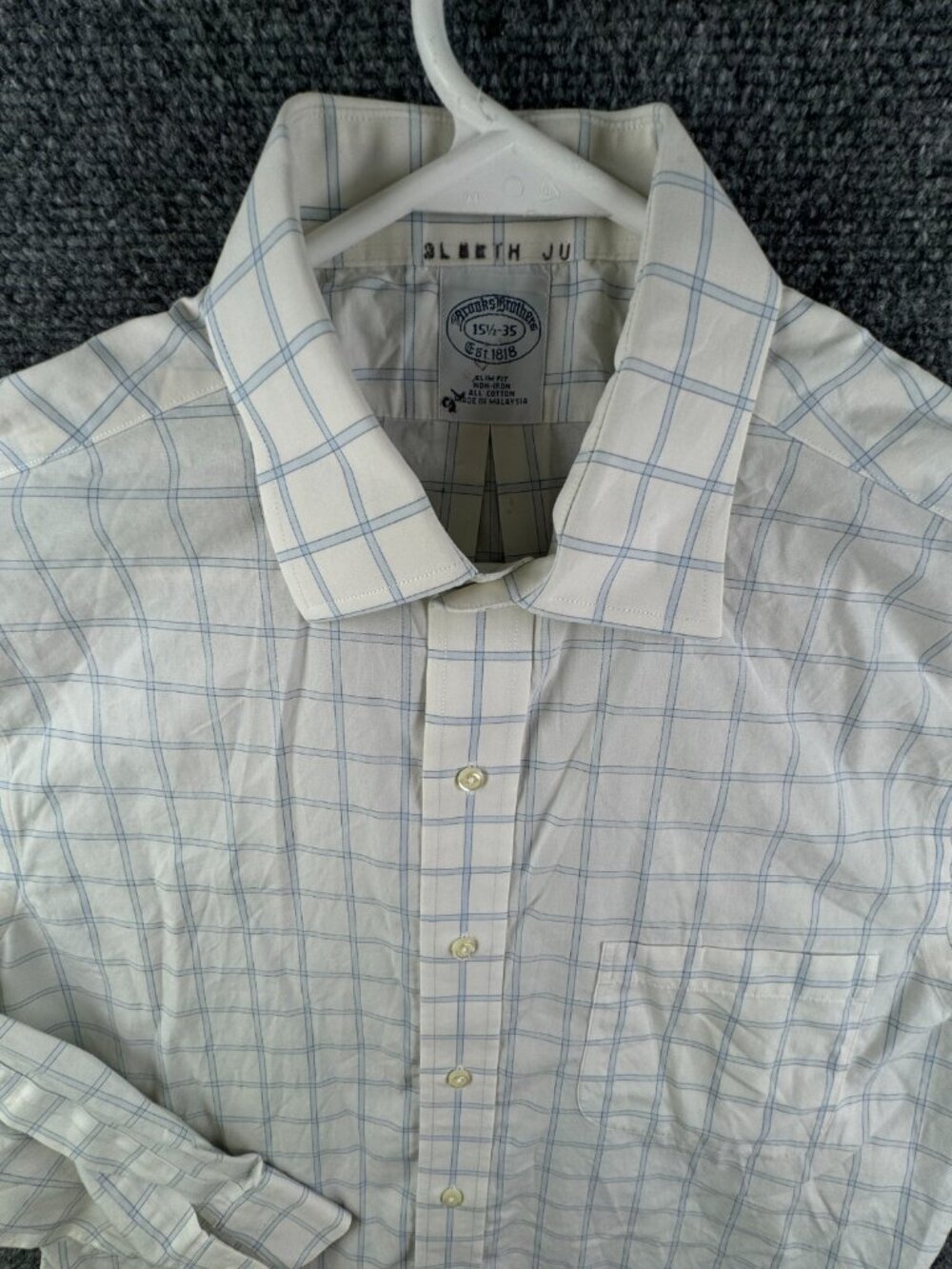 Brooks Brothers Men Long Sleeve Button Up Shirt Cotton 15.5 35 Slim Fit Blue